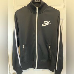 Nike Black Sweat Top with White Zipper (Medium)
